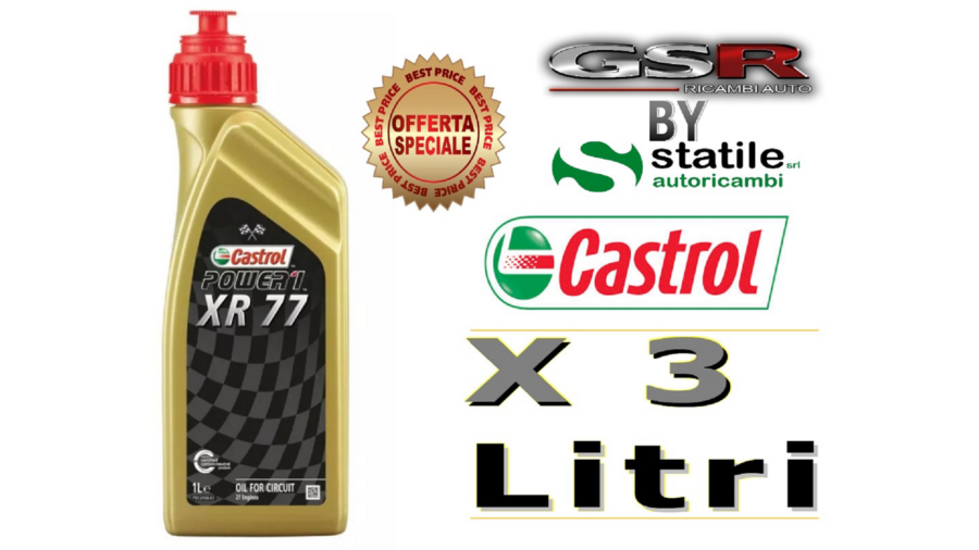 3 Litri Olio-Lubrificante Castrol Moto 2t Power1 XR 77 Lt.1